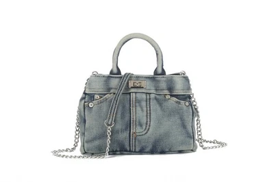 Ladies Small  Jeans Look Denim Bag with Detachable Shoulder Strap - Blue - Image 1 of 2