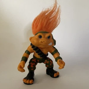 Vintage Battle Trolls SGT Troll toy Hasbro 1992 Orange Hair Camouflage Uniform - Picture 1 of 5