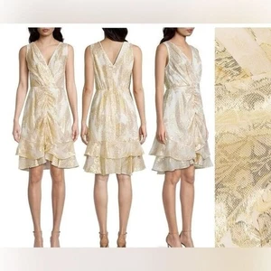 NEU Kobi Halperin Orly Metalic Paisley Seidenmischung Raffung Minikleid Größe XS - Bild 1 von 12