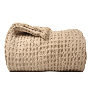 The Fine Living Co. 100% Cotton Waffle Weave Throw Blanket Lightweight Soft - Picture 1 of 7