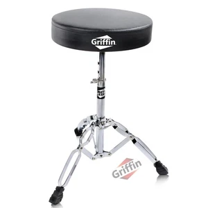 GRIFFIN Drum Throne - Gepolsterter Schlagzeugsitz Schlagzeuger Hocker Gitarrenstuhl Ständer - Bild 1 von 12