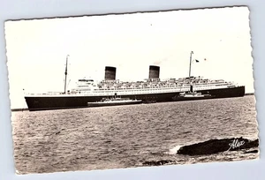 Le Paquebot Anglais Queen Mary Cherbourg 1950s Alex Signed Postcard D684 - Picture 1 of 2