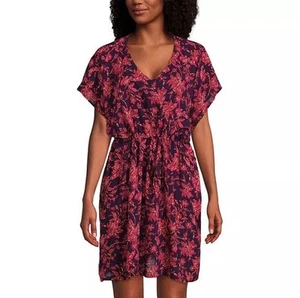 Lands' End Damen Schwimmen Überziehen Größe XL/XXL Blumenmuster schwarz-strwbry Jacobean ** Neu mit Etikett - Bild 1 von 4