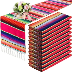 12 Pezzi Runner da Tavolo Messicano 14 x 84 Pollici Messicano Serape Runner da Tavolo Decorazione B... - Foto 1 di 7