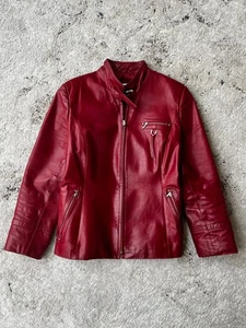 VINTAGE HYSTERIC HLAMOUR CROPPED WOMENS LEATHER JACKET AMERICAN VTG 80-90S - Picture 1 of 11