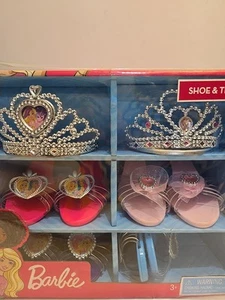 Barbie Shoe & Tiara Dress Up Set Includes 2 Crowns and 4 pairs of Shoes New.... - Picture 1 of 7