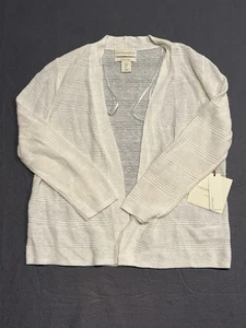 NWT Cardigan CYNTHIA ROWLEY Sz S White Soft Summer 100% Linen - Picture 1 of 6