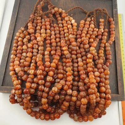 Collar De Colección Himalaya Tibetana Cornalina Tallada Ágata Melón Forma Cuentas Foto 1 de 4