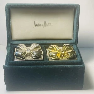 Neiman Marcus Godinger Salt Pepper Shakers Christmas Presents Velvet Box Vintage - Picture 1 of 17