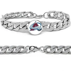 Colorado Avalanche Hockey Gift Men's Womens Stainless Steel Bracelet Gift Pkg D4 - Picture 1 of 6