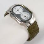 Philip Stein Teslar Dual Time Stainless Wrist Watch Two Exotic Skin Bands
