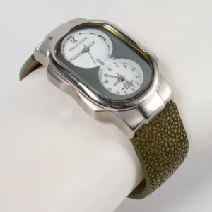 Philip Stein Teslar Dual Time Stainless Wrist Watch Two Exotic Skin Bands - Picture 1 of 9