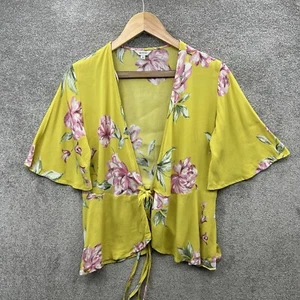 Ghost Top Womens UK 8 Yellow Flora Kimono Tie Front Flared Sleeve Light Summer - Picture 1 of 13