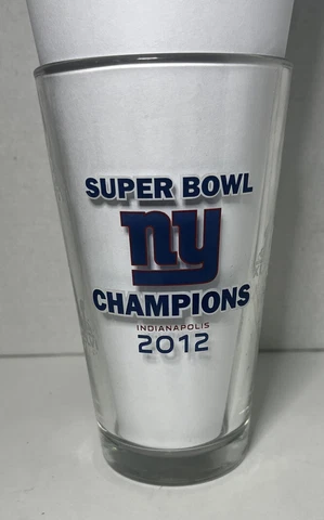New York Giants 2012 Super Bowl Champions Beer Drinking Glass - Indianapolis Cover