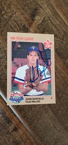 1988 GRAND SLAM SIGNED AUTO ALL STAR CARD JOHN BARFIELD TULSA DRILLERS RANGERS 