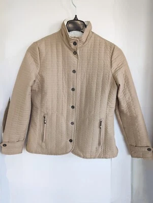Norm Thompson Beige Quilted Jacket Fall Coat Petite Small Excellent Polyester  - Image 1 of 4