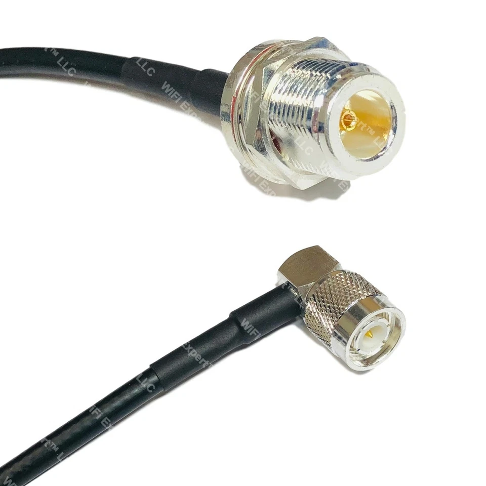 LMR200 Silver N FEMALE BULKHEAD to TNC Male Angle Coax RF Cable USA Lot - Image 1 of 1