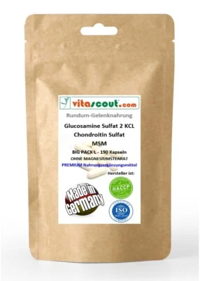 WWW.VITASCOUT.COM Glucosamine Sulphat 2 KCL - Chondroitin Sulphat - MSM - 190 Kapseln