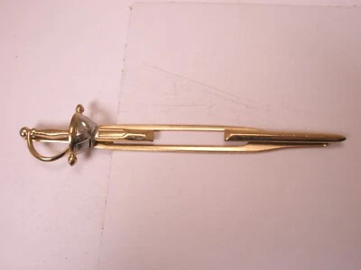 Basket Hilt Claymore Sword Vintage SWANK LARGE Tie Bar Clip long broad rapier - Image 1 of 4