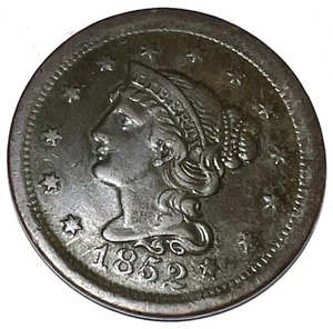 1852 Geflochtenes Haar großer Cent Pfennig - Bild 1 von 3