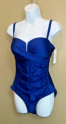 NWT! Calvin Klein V-Notch Bandeau Molded Soft-Cup W/Multi-Wear Straps Blue Sz 12 - Image 1 of 4