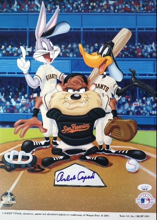 Orlando Cepeda Autographed San Francisco Giants Looney Tunes Print JSA COA - Image 1 of 3