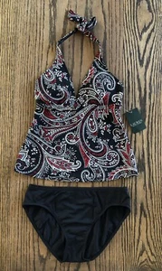 Lauren Ralph Lauren Halter Tankini Swimsuit 2 Piece Set Size 6 NWT - Picture 1 of 10