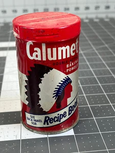 VINTAGE Calumet 8 oz Baking Powder tin, book offer on back, great color - Picture 1 of 7