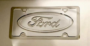 Espejo de acrílico Ford recortado en placa de matrícula de acero inoxidable tocador automático plt nuevo - Imagen 1 de 2