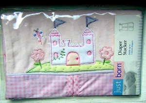 Cloth Diaper Stacker Just Born Girls Pink Princess Castle Holds 3 Dozen New C - Picture 1 of 6