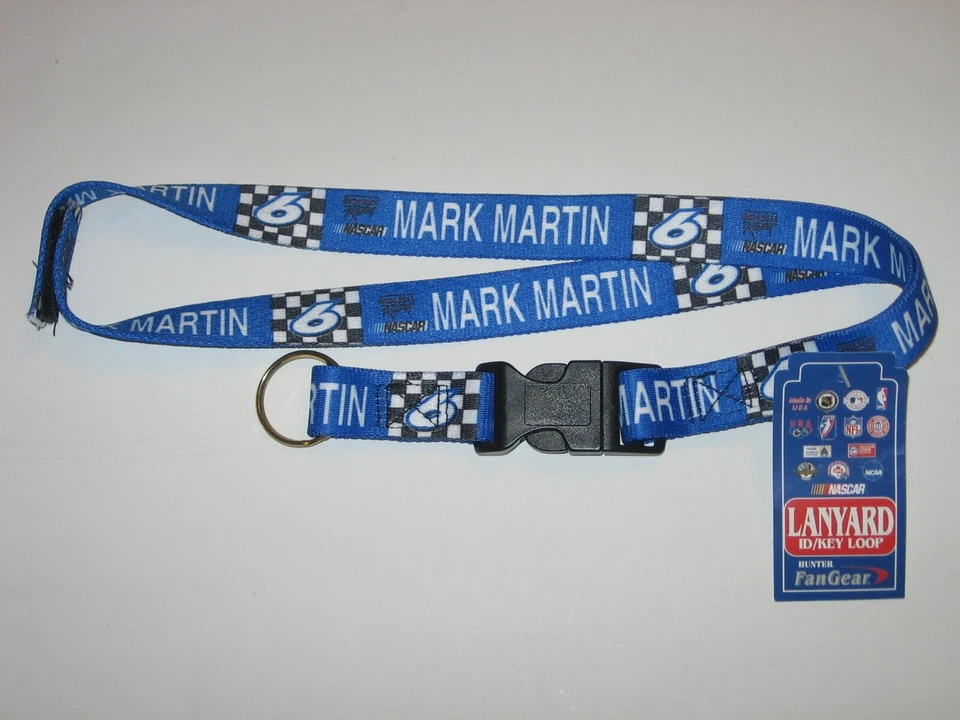 Mark Martin #6 NASCAR Lanyard Keychain w/ Hook & Loop Breakaway Fastener FREE SH - Image 1 of 1