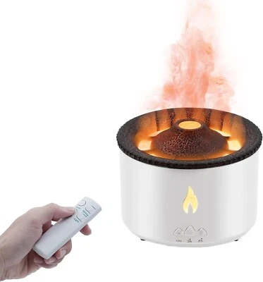 Diffusore di Aromi 360ML Vulcano Fiamma con Telecomando Per Aromaterapia Bianco - Immagine 1 di 4