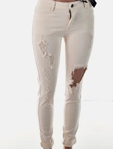 DAMENJEANS BLEU BLEU WEICH GELB BESCHÄDIGT - Bild 1 von 3