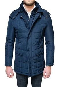 Herren Daunenjacke Blau Winter Trenchcoat Mantel Wasserdicht S bis XXXL - Bild 1 von 4