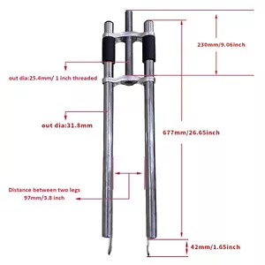 1" Thread 26" Fork Triple Tree Double Shoulder Bicycle Fork 26*3.5" Tire Bike - Picture 1 of 7