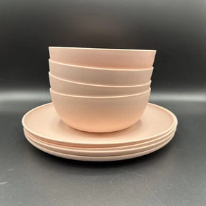 Set of 4 | MAINSTAYS Plastic 38oz Cereal Salad Bowls, & Plates BPA Free • Blush - Picture 1 of 2