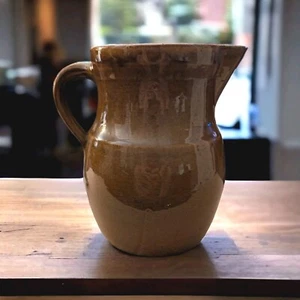 Vintage Stoneware Chunky Brown Primitive Jug Pitcher Farmhouse Vase Cottagecore - Picture 1 of 17