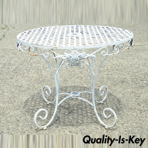 Wrought Iron French Pastry Style Country Lattice Scroll Round Patio Dining Table Cover