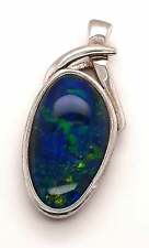 Opal & Sterling Silver Pendant Blue, Green & Red Flashes