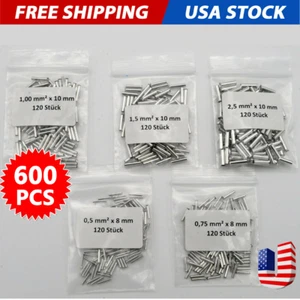 Terminales de empalme de alambre desnudo de cobre 600 piezas férulas conectores de crimpado - Imagen 1 de 3