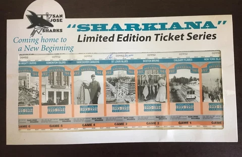 San Jose Sharks / Lmtd Edition Ticket Series/ 9 In X 13.5 In / 1993-94/ Sealed Cover