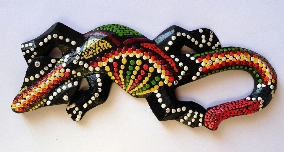 Gecko Echse Deko Figur Wanddeko Holzfigur Wandfigur Afrika Asia Salamander N°6 - Bild 1 von 1