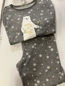 Secret Treasures Women's Size Med (8-10) 2 Piece Soft Fleece Pajamas Gray White - Picture 1 of 7