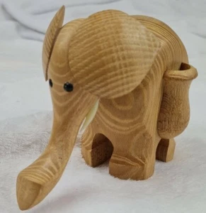 Hand made Wood Elephant Figurine Dollhouse Wild Life Collectible child toy decor - Picture 1 of 5