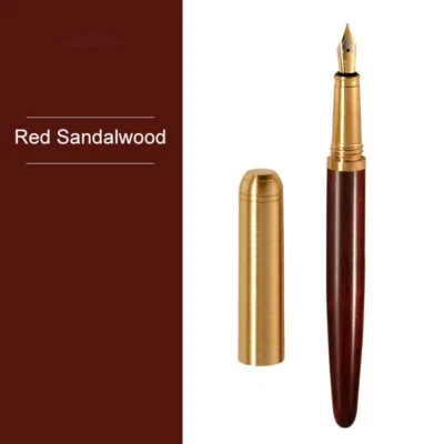 Pluma de tinta de negocios de madera de naturaleza real de latón pluma de regalo creativo Foto 1 de 4
