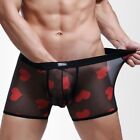 Trendy Men's Transparent Boxer Panties with Breathable Peach Heart in Mesh