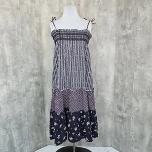 Vintage 70s Vicky Vaughn Womens L Tie Strap Floral Hippie Tent Day Dress - Picture 1 of 8