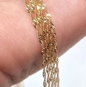 9 ct Gold Necklace Twisted Singapore Pendant Chain - 18inch - 1.2mm Hallmarked - Picture 1 of 13
