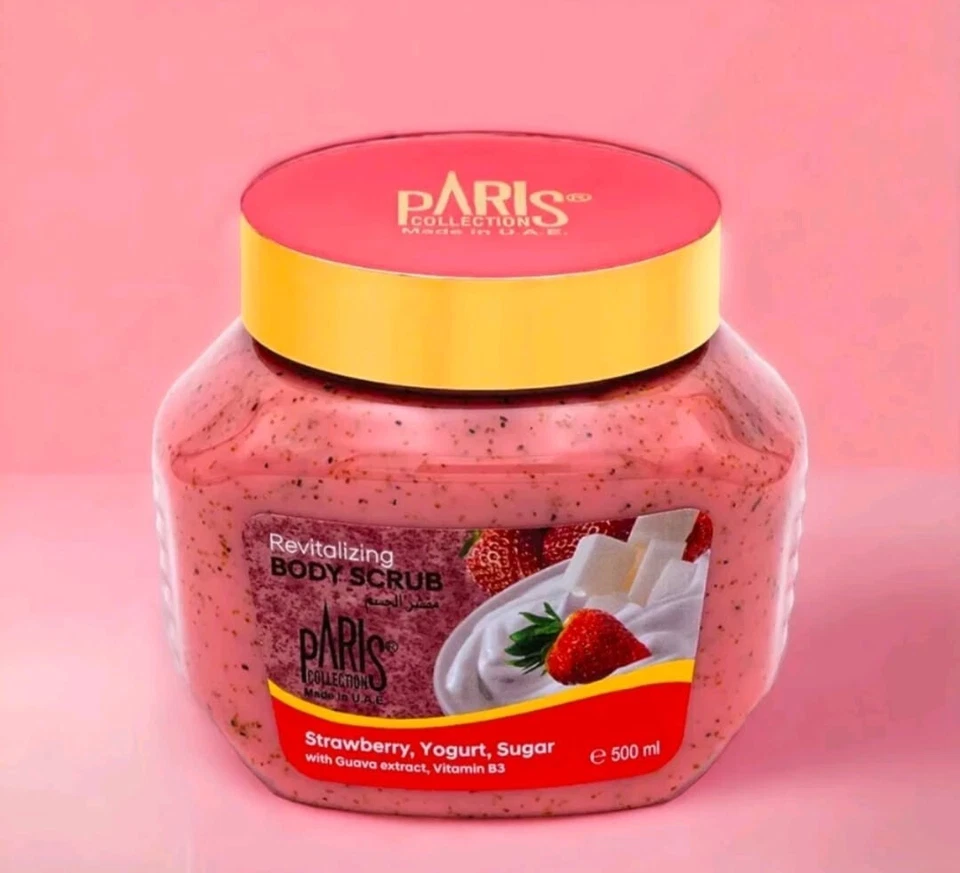 Paris Collection Revitalizing Strawberry Yogurt Sugar Body Scrub 500ml - Image 1 of 4