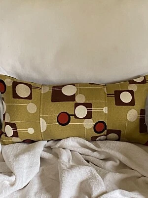 Retro Hawaiian 100% Cotton Barkcloth Fabric LUMBAR PILLOW ~Honolulu-Green~ - Image 1 of 3